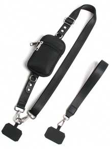 带拉链袋的手机挂绳、带钱包的手机挂绳、带钱包的斜挎包和夹子以及带钱包的手机挂绳，适用于所有智能手机的涤纶材料 - 彩色 - 查看 16