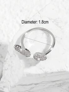 1pc Angel Wings Cubic Zirconia Inlaid Open Ring, Fashion Jewelry For Women