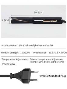 PinkSings 2-In-1 Spiral Hair Straightener/Curler, Hair Straightener And Curler Combo With Digital LCD Display, Adjustable Temperature, Suitable For All Hair Types