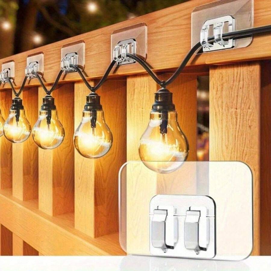 20pcs Outdoor String Light Installation Kit - Bathroom Hooks, Adhesive Strips, Wall Mounts, Shelves, Shoe Racks, Damage-Free Sticky Pads