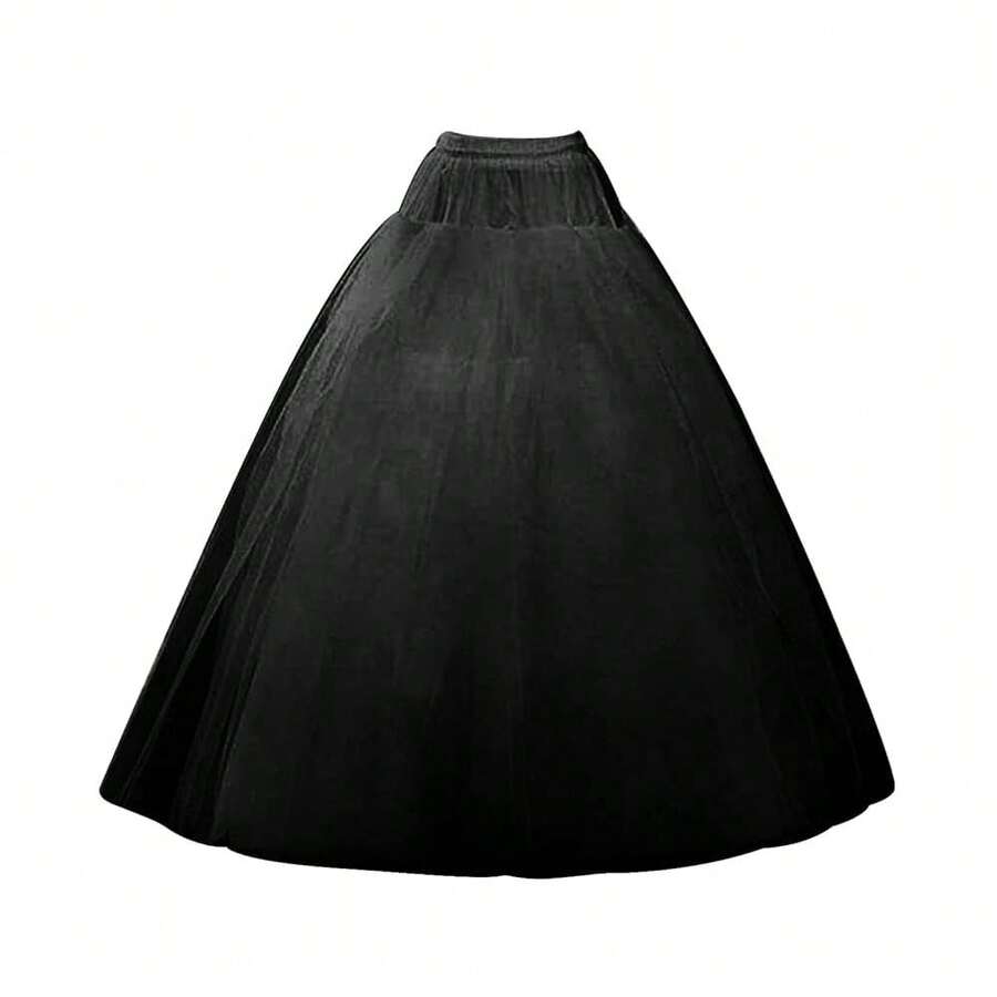 A-Line Hoopless Petticoat Crinoline 4 Layers Underskirt Slips For Wedding Dress Plus Size-829450 - Đen-xl - Xem 1
