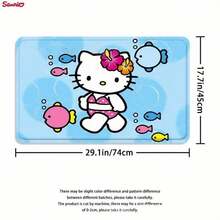 Sanrio 3-Piece Hello Kitty Bathroom Set, Includes Waterproof Shower Curtain, Toilet Lid Cover, Bath Mat, U-Shaped Mat, Comes With 12 Hooks, Available In Pink, Blue, And Full Family Characters, Suitable For Home And Bathroom Decor Christmas Decor