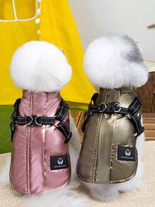 Haustierkleidung Hundeweste Herbst/Winter Neue Katzen Haustierkleidung Fleece T-Shirt Wasserdichte Haustierzubehör - Gold - Übersicht 2