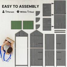 Outsunny 30" X 21" X 71" Garden Storage Shed, Outdoor Storage Shed With 3 Tier Shelves, Workshop Yard Tool Utility Storage House Water-Resistant All-Weather Cover Spire Roof, Grey - 灰色 - 查看 8