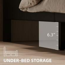 Twin / Full/ Queen/ King Size Bed Frame With LED Light, Upholstered Bed Frame With Headboard, No Box Spring Needed, Easy Assembly, White/ Pink/ Black, Twin / Full/ Queen/ King ( USB LED Strip) - màu đen - Xem 5