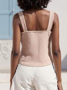 Women's Y2K Knit Cami Tank Tops Vintage Lace Trim Bow Decor Square Neck Sleeveless Slim Fit Ribbed Camisole Crop Top Summer Backless Kintted Vests Shirts Teen Girls Fairy Grunge Aesthetic Clothes Party Club Streetwear - 粉色 - 查看 5