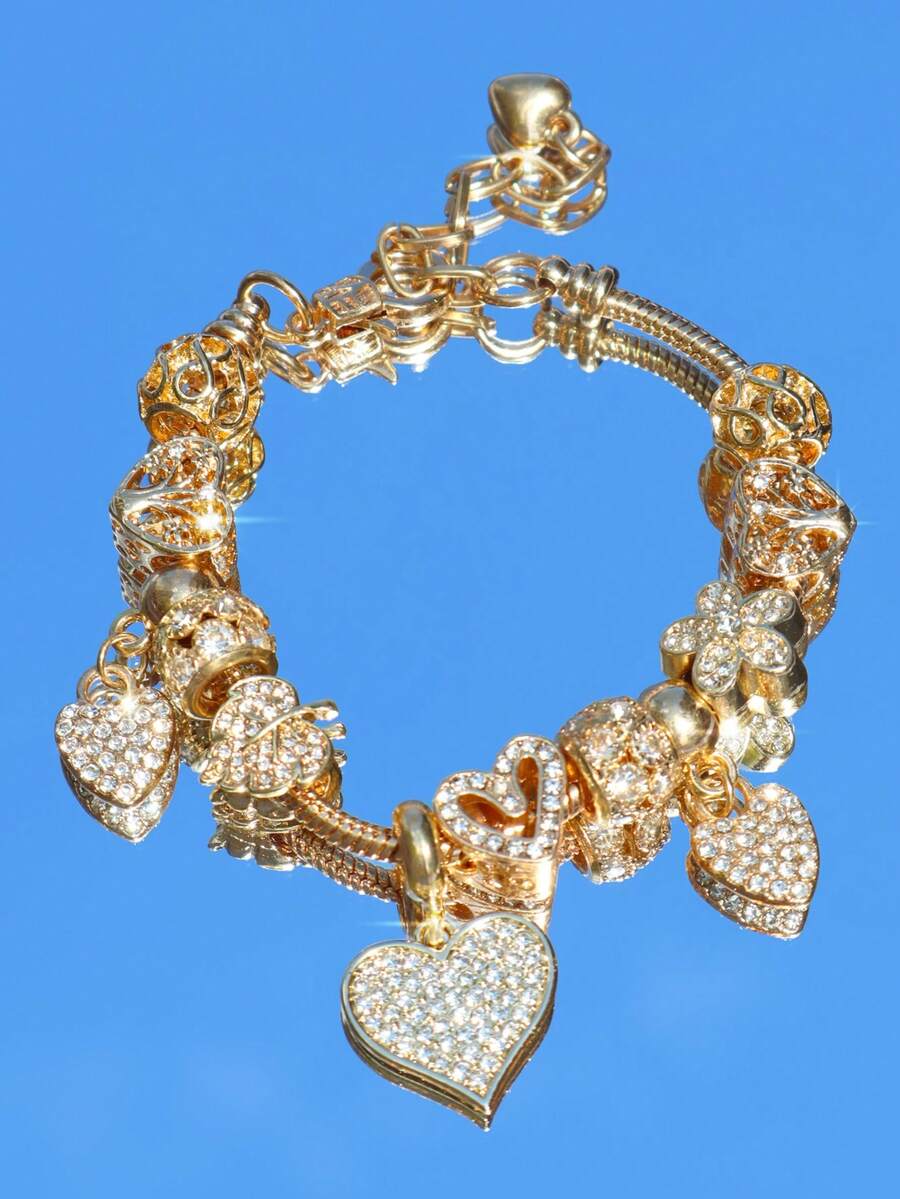 心形花朵吊坠手链 经典心形水钻手链 生命之树心形手链 时尚金色心形手链 女士