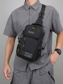 男士休闲尼龙胸包钱包，多功能腰包，大容量斜挎包，轻便单肩包，多口袋旅行包，便捷手机收纳包，适合学生、初中、高中、校园、旅行度假、商务旅行、日常通勤、购物、办公室、约会、户外、健身、跑步、骑自行车、锻炼、徒步露营、生日礼物、节日礼物 - 彩色 - 查看 9