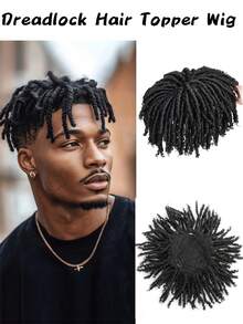 短款脏辫假发钩编假发男士编织发饰假辫子假发非洲卷发合成发饰带 3 个发夹适合派对万圣节日常 - 黑色 - 查看 3