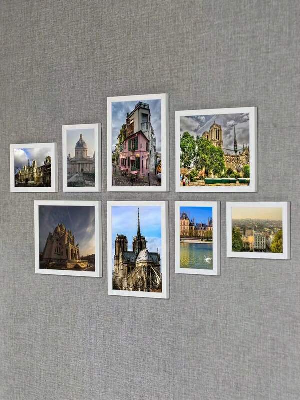 8 قطع إطارات صور حائطية حديثة بدون إطار، إطارات صور معلقة على الحائط للغرفة المعيشة/غرفة النوم، تشمل صور مناظر طبيعية عشوائية