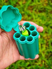 1pc New Integrated Lighter & Cigarette Storage Box, 6-Hole Cigarette Case, Portable Cigarette Box, Cigarette Protective Box, Waterproof & Moisture-Proof, Smoking Accessory, Great Gift For Friends And Family