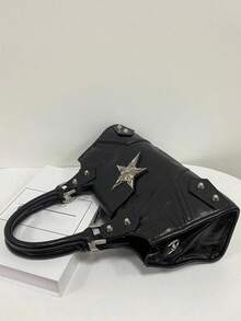 Bolso de tote de debajo del brazo de motocicleta estilo vintage Y2K punk, bolso bandolera cruzado unisex, diseño retro