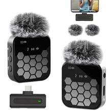 Wireless Lavalier Microphone Compatible With Iphone IPad TypeC Lapel Mics Plug-Play 2.4G Ultra-Low Delay Built-In Noise Reduction Chip 8H Working Time For Video Recording Interview Podcast Vlog - Black - View 1