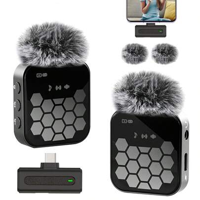 Trådlös Lavaliermikrofon Kompatibel med iPhone iPad Typ C Lapelmikrofoner Plug-Play 2.4G Ultralåg Fördröjning Inbyggt Brusreduceringschip 8H Arbetstid För Videoinspelning Intervju Podcast Vlogg