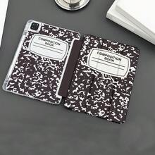 复古作文书图案 - 怀旧与学校风格平板电脑保护套带笔架，兼容 iPad 10.9/10.2/ Air 5th Gen/Pro11/10th/9.7/Air 2/iPad (7th Gen)/ iPad (8th Gen)/iPad Air 4/5/iPad Pro 11/iPad 10th 代 10.9 英寸 2022 智能保护套/iPad Air 13(M3 2025)/iPad Air 11(M3 2025)/iPad Air 11(M3 2025)/iPad 11(A16 2025)，自动睡眠/唤醒功能/时尚平板电脑配件 - 彩色 - 查看 3