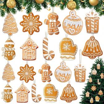 10pcs/20pcs/30pcs Christmas Gingerbread Wooden Baking Themed Christmas Tree Hanging Gingerbread Decorations Party Christmas Tree Holiday Party (Classic). This Gingerbread Decoration Set Includes Charming Designs Inspired By Donuts And Pastries; An Ideal Choice For Complete Christmas Tree Decoration; Has Sufficient Coverage Of Fragments And Extra Items To Replace Or Gift To Bakers, Balancing Holiday And Practicality. Home Decor Christmas Decorations Room Decor Winter