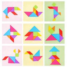 Tangram Creative Puzzle, Wooden Colorful Geometric Shape Intelligence Puzzle, Early Childhood Education AIDS, Children's Educational Toys - View 4