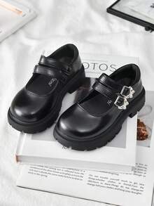 1 Pair Of New Style Girls' Fashionable Flat Shoes British Style Mary Jane Shoes, Lightweight And Comfortable Children's Black Matte Leather Shoes, Suitable For Activities And Performances, Suitable For Spring And Autumn, School Event Formal Shoes