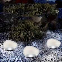 1pc Solar Powered Pebble Light With 4 LED Lights, LED Path Light, Matte Finish, Suitable For Walkway, Garden, Lawn, Pool, Wedding And Holiday Decoration