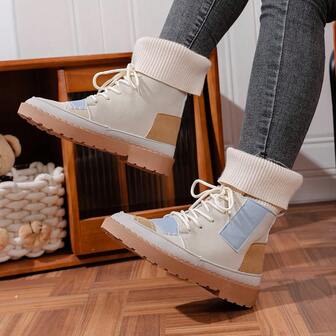 Women's Fashionable Boots, Thick & Warm For Autumn/Winter, Comfortable Fit, Non-Slip Soles, Suitable For Daily Stylish Outfits