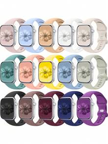 15入軟矽膠手錶錶帶，相容 40mm 46mm 41mm 38mm 45mm 44mm 42mm 49mm，中性款防水運動替換腕帶，適用 SE 系列 11 10 9 8 7 6 5 4 3 2 1 - 彩色 - 查看 7