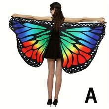 女士万圣节派对蝴蝶翅膀披肩，成人节日服装披肩，女士万圣节/派对蝴蝶翅膀套装，柔软面料蝴蝶披肩仙女服装配饰套装 - 彩色 - 查看 18