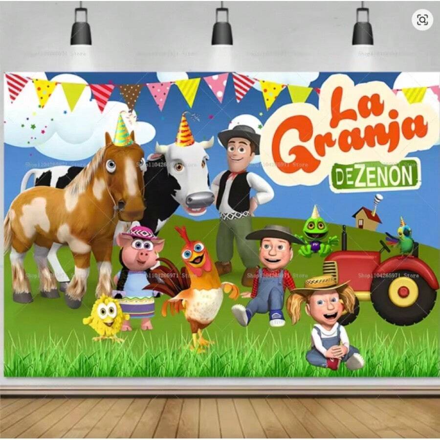 La Granja De Zenon Birthday Party Decorations Baby Shower Kids 1st Birthday Farm Party Supplies Photo Backdrop Decorations Props Tapestry - C - Xem 1
