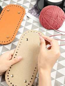 Base de bolso de material de PU, accesorios DIY, acolchado de fondo de bolso en forma ovalada, fondo de bolso perforado, fondo de bolso tejido para bolso bandolera, 7 * 3,1 pulgadas, adecuado para base de accesorios de bolso DIY, uso diario para niños y niñas, compacto y portátil para ir y venir