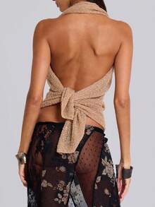 Womens Sheer Poncho Shrug Bolero, Lightweight Summer Shrug Pullover Sweater - Màu Khaki - Xem 5