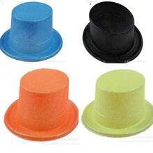 6pcs Unisex Sequined Lincoln Hat Sequined Bow Set Retro Ballroom Jazz Hat Fashionable Party Outfit - Multicolor - View 5