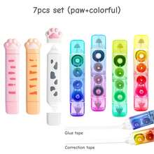 1pc Ombre Correction Tape & Glue Tape Rainbow Design 2 In 1 Dual-Side Correcting & Adhesive Back To School