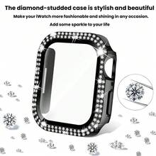 1pc Fashionable Attractive Sparkling Crystal Rhinestone Decorated 2-In-1 Anti-Fall Ultra-Thin Tempered Glass Protection Case Compatible With Apple Watch 38/40/41/42/44/45/46mm, Compatible With Apple Watch SE/10/9/8/7/6/5/4/3/2/1 Series, Smartwatch Case Accessory, For Women And Men
