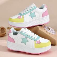 Adjustable 4-Wheel Roller Skates For Teenage Girls, Detachable Multifunctional Inline Skates, Lace-Up Casual Sports Shoes For All Seasons