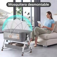 Cuna Plegable Con Mosquitero Y Colchón - Gris - Ver 7
