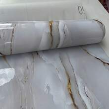 Self-Adhesive Marble Pattern Wallpaper Roll, Removable Vinyl Contact Paper For Living Room, Kitchen, Bedroom, Dorm - Waterproof DIY Wall Decor, Artificial Stone, Removable - Light Grey - View 1