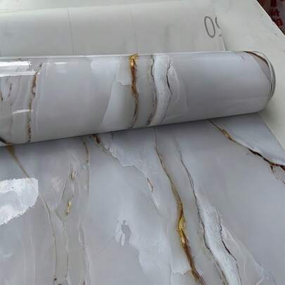 Rollo de papel tapiz autoadhesivo con patrón de mármol, papel de contacto de vinilo extraíble para sala de estar, cocina, dormitorio, dormitorio - Decoración de pared DIY impermeable, piedra artificial, extraíble