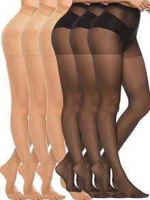 6 pares de medias transparentes de 20D para mujer de talla grande, medias negras estilosas y minimalistas, medias sexys y de moda para mujer, medias para fiestas de Navidad y Halloween, medias para cosplay, medias deportivas adecuadas para todas las ocasiones y perfectas para todas las estaciones