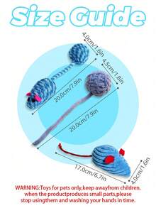 PETSIN One Cat Mouse Colored Braided Rattail Ball Toy With Rustling Sound For Cats To Enjoy Playing And Amusing Themselves, Pet Toy Use Only - Multicolor - View 8