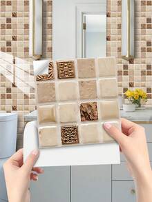 PVC Self-Adhesive Removable Home Decor Kitchen Stickers & Wallpaper, Mosaic Tile-Style Wall Decals Ideal For Decorating Kitchen And Living Room Walls, Cabinets, Sinks, Bedrooms, Kitchens, Bathrooms, Offices, And More Kitchen Accessories, Bathroom Accessories, Kitchen Decor