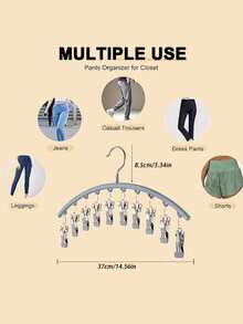 1 Stainless Steel Pants Hanger, 10 Clips For Space Saving Wardrobe Storage, A Stylish And Durable Storage Solution Suitable For Yoga Pants And Leggings - Wardrobe Organizer, Pants And Sock Hangers For Mother's Day Clothing Stores, Perfect For Weddings, Birthdays, Family Kimono Stores, And Home And Clothing Stores