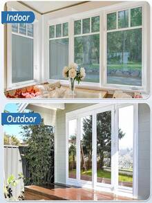 One Way Window Privacy Film, Window Tint For Home, Sun Blocking UV Heat Blocker, See Out Not In Reflective Mirror Film, Removable Static Cling Glass Door Coverings, Silve - White - View 4