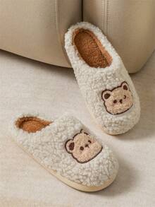 Lindas y cálidas pantuflas de felpa antideslizantes para adolescentes, niños y niñas, pantuflas para interiores, otoño/invierno