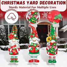 3 paquets Nains décoratifs de Noël Panneau de jardin Motif durable du Père Noël Décoration extérieure réutilisable Thème de Noël Ornement avec piquets pour allée de jardin, chemin, décoration de fête de Noël