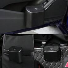 1pc New Crystal Rhinestone Car Trash Can, Creative Car Rear Hanging Garbage Bin, Multi-Purpose Car Storage Container
