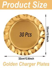 10/30 32cm Weihnachts-Wellenmuster Goldene Untersetzer Einweg Schwer Belastbar Goldene Einweg Pappteller für Partys Schwer Belastbare Pappteller 600 g/m², Geburtstags-Party Zubehör Teller