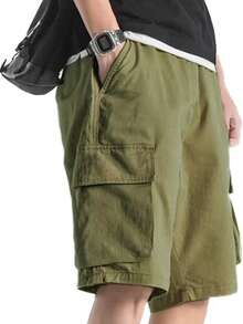 Men's Streetwear Cargo Shorts With Pocket - 綠色 - 查看 1