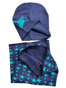 2 pezzi/set Cappellino a stella e sciarpa per bambini e bambine, set di accessori in maglia per tenere caldo testa e collo, adatto per autunno/inverno/primavera