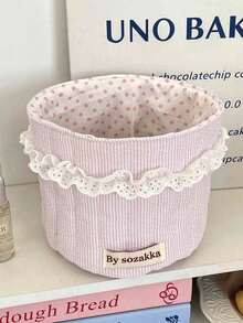 1 chiếc giỏ đựng đồ để bàn thanh lịch, giỏ đựng đồ tròn không nắp, giỏ đựng mỹ phẩm trang trí viền ren, giỏ hình trái tim, giỏ đựng đồ trang điểm kiểu dáng tươi mới, hộp đựng đồ nhỏ để bàn. - Nhiều màu - Xem 12