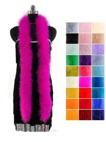 1 件仿火鸡羽毛围巾饰边 - 1.5 米蓬松鹳羽毛条，适用于 DIY 工艺品、服装、帽子配饰、圣诞树装饰、婚礼装饰和花束包装、音乐会和家居装饰、舞蹈婚礼、舞台表演、狂欢节服装和配饰、派对用品、礼物的理想选择 - 彩色 - 查看 3