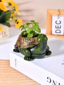 1 Piece Creative Decorative Turtle Planter For Succulents, Balcony And Garden Decoration - Multicolor - View 2
